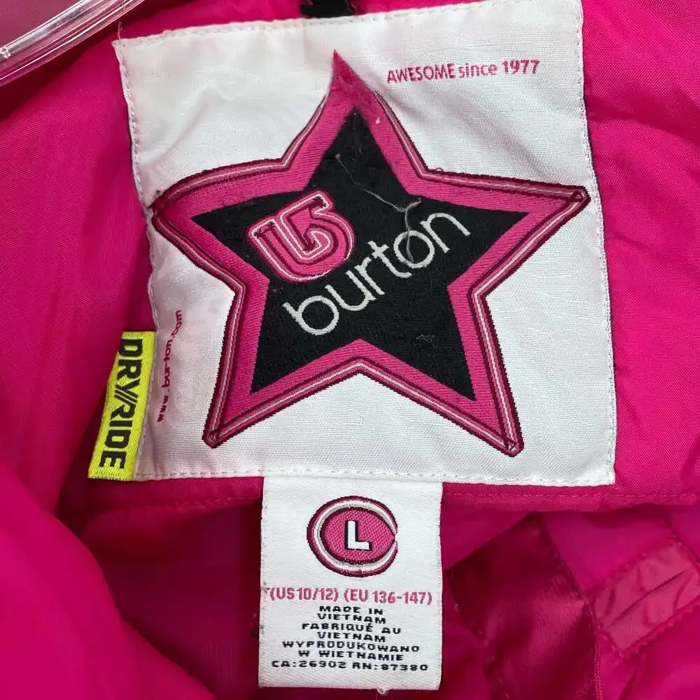 Burton Pink Puffers Kids | Synthetic Jacket, Girls Size 10